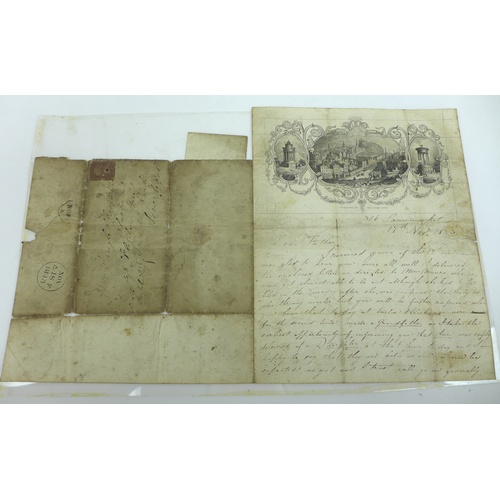 138 - A collection of five early Victorian handwritten letters, dating from 17th November 1843 to 19th Feb... 