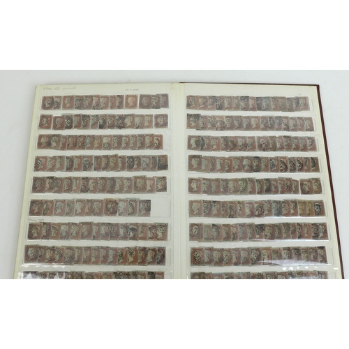 145 - A brown KEK album of approximately 1300 franked Victorian Penny Red stamps, imperforated and perfora... 