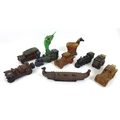 A collection of vintage 1970s novelty aftershave bottles, shaped as cars, trains, a viking boat, a h... 