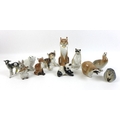 A group of Russian animal figurines, including two USSR racoons, tallest 14cm, a Lomonosov Russisan ... 