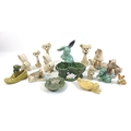 A group of Slyvac figurines, including dogs, rabbits, dishes and jardinieres, tallest 20cm high. (17... 