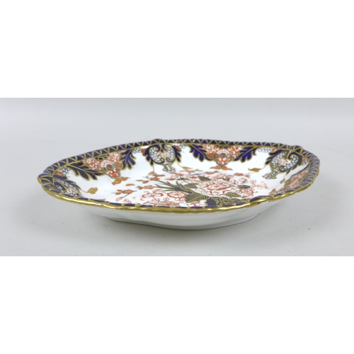 73 - A late Victorian Royal Crown Derby Kings pattern dish, of lozenge form with scalloped gilt rim, impr... 