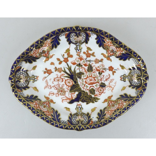 73 - A late Victorian Royal Crown Derby Kings pattern dish, of lozenge form with scalloped gilt rim, impr... 