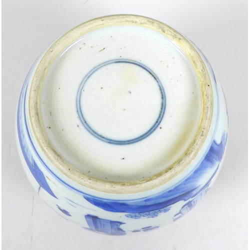 36 - A Chinese Qing Dynasty, 18th century, porcelain ginger jar with associated lid, decorated in Transit... 
