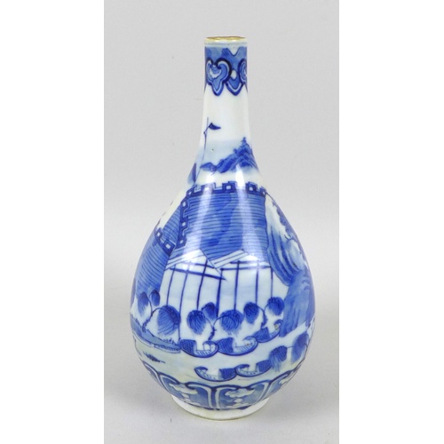 38 - A Chinese Qing Dynasty, late 19th / early 20th century, porcelain bottle vase, decorated in undergla... 