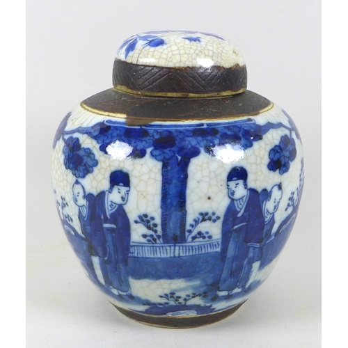 30 - A Chinese porcelain ginger jar and cover, early 20th century, decorated with four figures in a garde... 