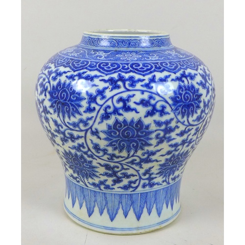 39 - A Chinese porcelain baluster vase, probably early 20th century, decorated in Ming style with chrysan... 