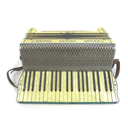 170 - A Hohner Tango III piano accordion with case, and a mandolin banjo with damaged neck and case, a/f. ... 