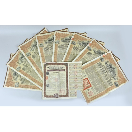 136 - Scripophily: a group of Chinese Government Bond Certificates most with coupon sheets attached, compr... 