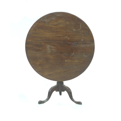 283 - A Georgian mahogany tea table, circular tilt up, raised on a turned column and three cabriole legs, ... 