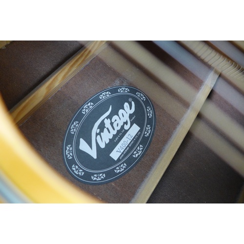 178 - A Vintage V400-12 string acoustic guitar, with rosewood fingerboard, spruce top, tortoise shell styl... 