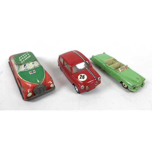 161 - A collection of eleven playworn vintage model vehicles, comprising a Dinky Massey harris tractor, a ... 