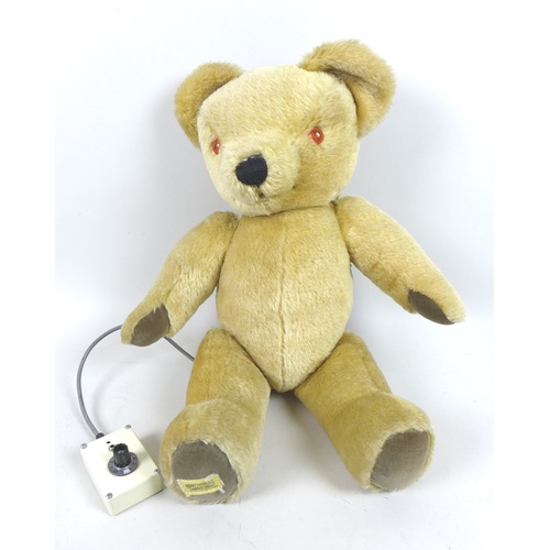 151 - A vintage Merrythought talking bear, with lead attached controller, plush fur, plastic light up eyes... 