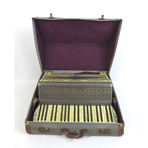 170 - A Hohner Tango III piano accordion with case, and a mandolin banjo with damaged neck and case, a/f. ... 