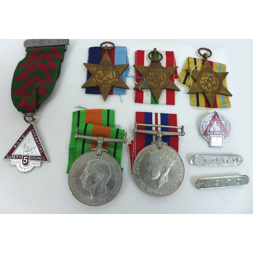 118 - A group of WWII medals and ephemera, belonging to Eric Humphryes 5681744, including an Africa Star, ... 