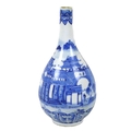 A Chinese Qing Dynasty, late 19th / early 20th century, porcelain bottle vase, decorated in undergla... 
