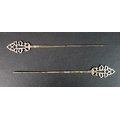 A pair of Italian 800 grade silver hair pins, 'fuseii' or 'spazzaùrecc', late 19th / early 20th cent... 