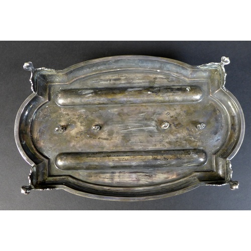 54 - A Victorian silver military presentation inkwell stand, bearing an inscription to its central sphinx... 