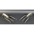 A pair of South East Asian white metal prawns, likely Cambodian Khmer silver, possibly by Sok Leng o... 