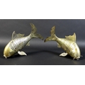 A pair of South East Asian white metal Koi Carp, likely Cambodian Khmer silver, possibly by Sok Leng... 