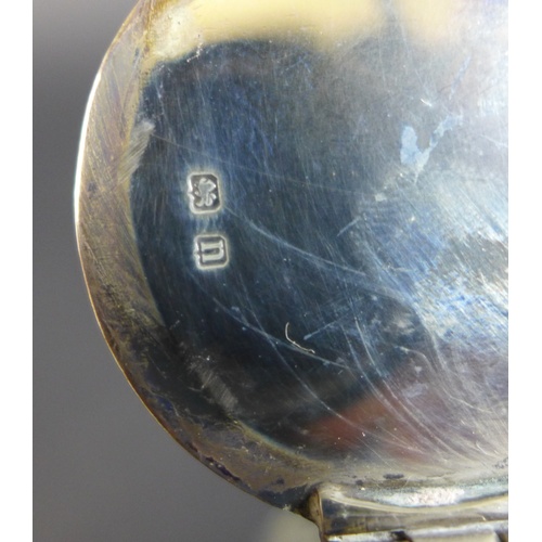 42 - A pair of Edwardian clear glass and silver mounted noggin flasks, each of tapering form with mounted... 