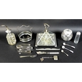 A group of silver and silver plated items, including two condiment spoons, one by William Eley & Wil... 