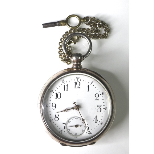 89 - A late 19th century French LUC open faced key wind pocket watch, 800 silver and gold plated case wit... 