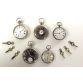 A group of five pocket watches, comprising a Victorian silver lady's key wind open faced pocket watc... 