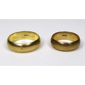 A pair of 9ct gold wedding bands, size R and size Z, both maker ZHG, total combined weight 12.8g. (2... 