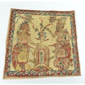 An Indonesian linen Batik and painted pictorial cloth, decorated with two figures possibly deities w... 