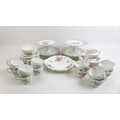 A Royal Crown Derby part tea set in the Derby Posies pattern, comprising twelve tea cups, twelve sau... 