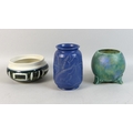 A group of three mid 20th century ceramic vases, comprising a Susie Cooper vase, with blue glaze and... 