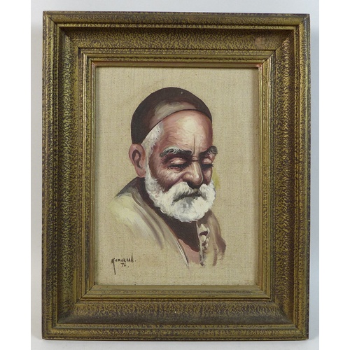 216 - Kazariah (Iranian, 20th century): portrait of a bearded man, signed and dated '76' lower left, oil o... 