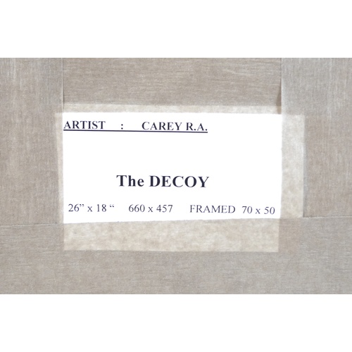 218 - R. A. Carey: four modern oils on board, comprising 'The Decoy', 60 by 45, framed, 67 by 52cm, 'The O... 