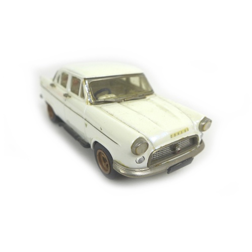 133 - Six 1/43 scale die cast model classic cars, comprising two Model Road Replicas of a Ford Consul Chel... 