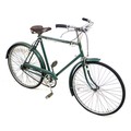 A vintage Elswick gents bicycle, painted green, with Sturmy Archer gears and dyno lights, Brooks bro... 