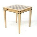 A modern games / card table, flip over inset surface with chess board one one side and fabric to the... 