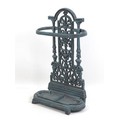 A modern reproduction metal stick stand, in Victorian style, painted in a green weathered style fini... 