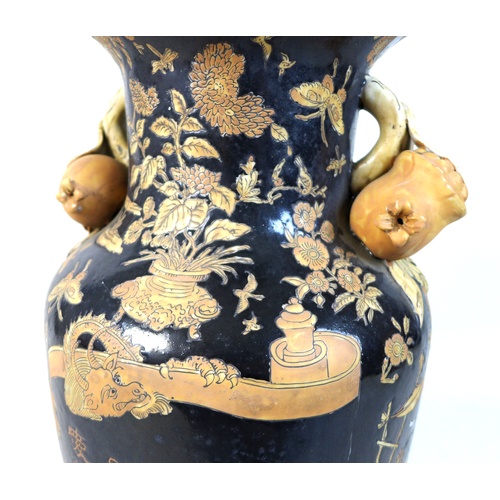 14 - A late 20th century Chinese ceramic vase, circa 1970, of baluster form with applied handles modelled... 