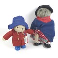 A Paddington Bear, and an Aunt Lucy bear soft toy, both by Gabrielle Designs, Paddington with blue h... 