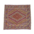A Gazak rug, with orange, purple and light green diamond shaped decoration, latch hook edges, 117 by... 