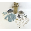 A group of collectables, including a pre-war teddy bear 38cm high, two pieces of late 20th century d... 