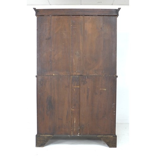 249 - An Edwardian mahogany press cupboard, in George III style, with line inlay and crossbanded decoratio... 