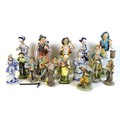 A group of modern Continental ceramic figurines, various factories, tallest 36cm. (16)