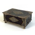A 19th century South East Asian tortoiseshell and white metal mounted box, the hinged lid with centr... 