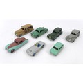 A collection of seven Dinky Toys, most for restoration, comprising a Jaguar XK120 Coupe (157), a Fia... 