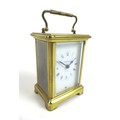 A 20th century French brass cased carriage clock by Bayard, with Roman numeral dial, keyless movemen... 