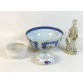 A group of Chinese porcelain, comprising a white glazed bowl of censor form, 19th century, with twin... 