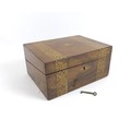 A Tunbridgeware writing slope, with fitted interior including two brass topped inkwells, with key, 3... 