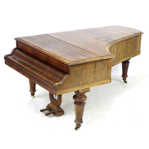 222 - A Victorian Kirkman parlour grand piano, circa 1870, with rosewood veneered case, wooden frame and b... 